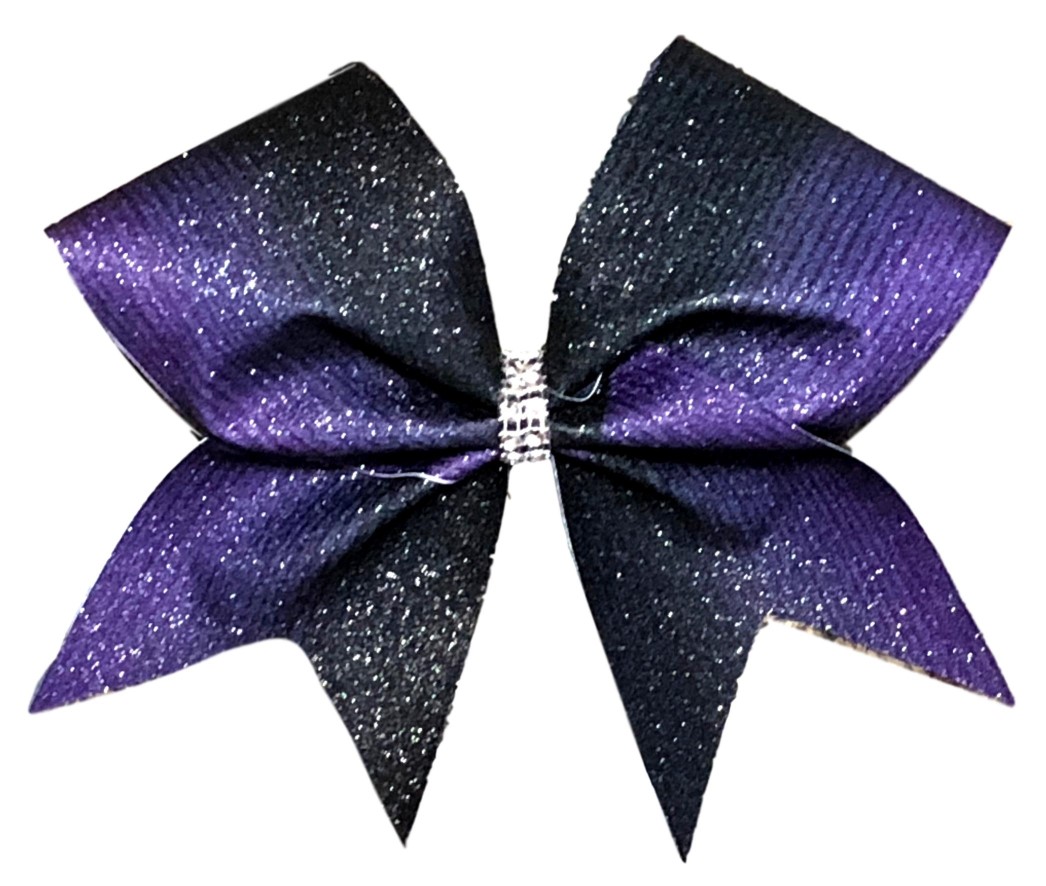 Purple and Black Loops and Tails Ombre Bow