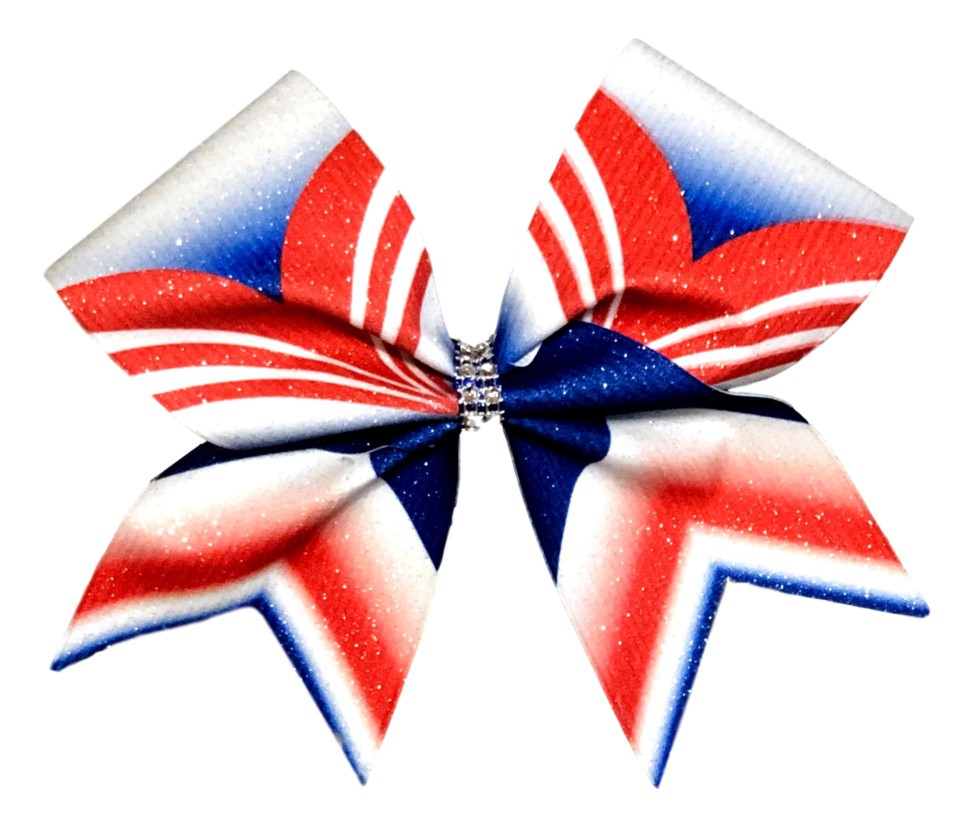Red, White, and Blue "V" Sublimated Glitter Bow