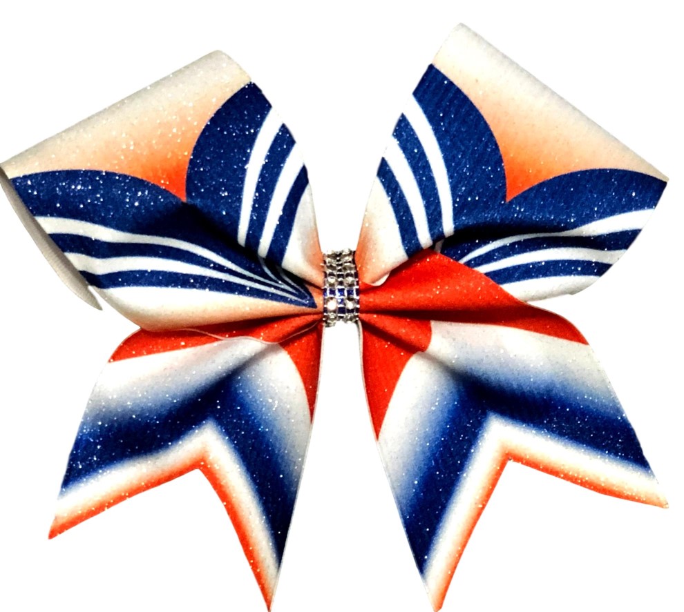 Royal Blue, Orange, and White "V" Sublimation Glitter Bow