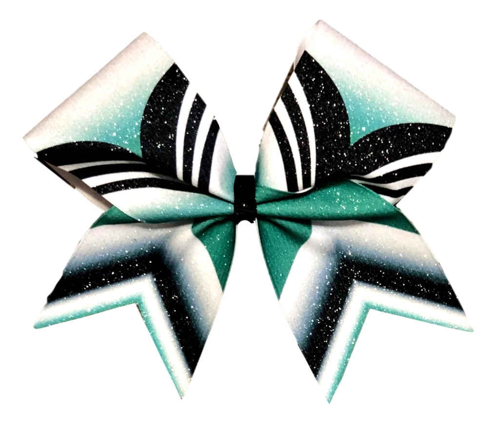 Green, Black, and White "V" Glitter Bow