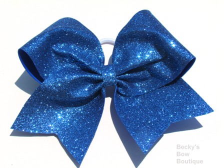 Navy Super Glitter cheer bow