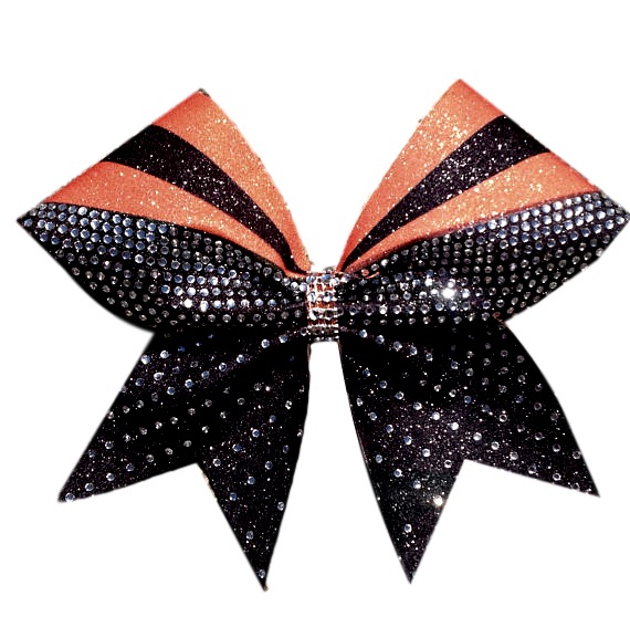sublimation orange and black glitter rhinestone cheer bow